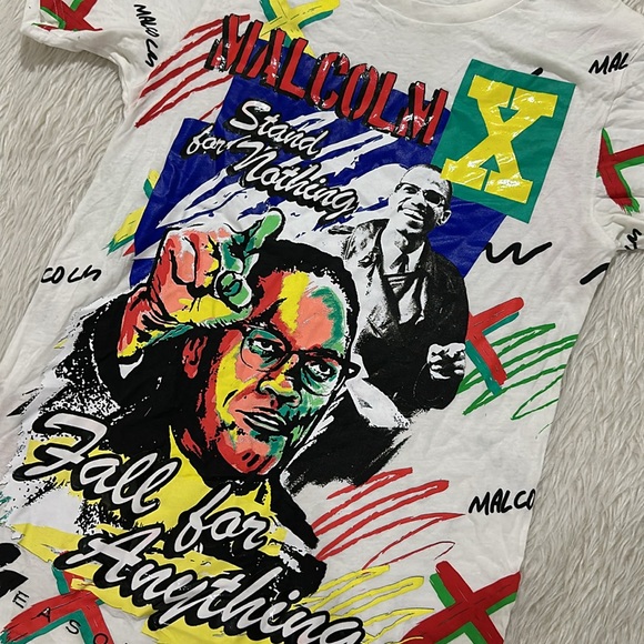 Malcom X white colorful t shirt size small - Picture 2 of 4